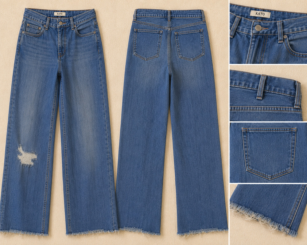 Cato Size 12 Wide Leg Jeans High Rise Distressed Raw Hem Y2K Baggy Stretch Denim